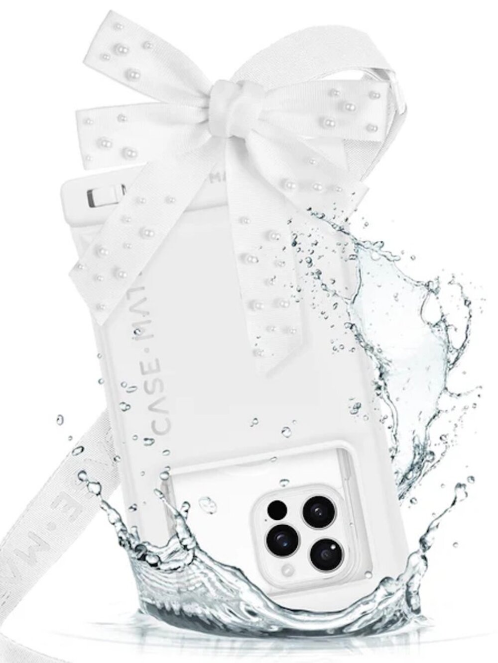 Case-Mate Waterproof Floating Pouch - Ivory Pearl Bow NWOB